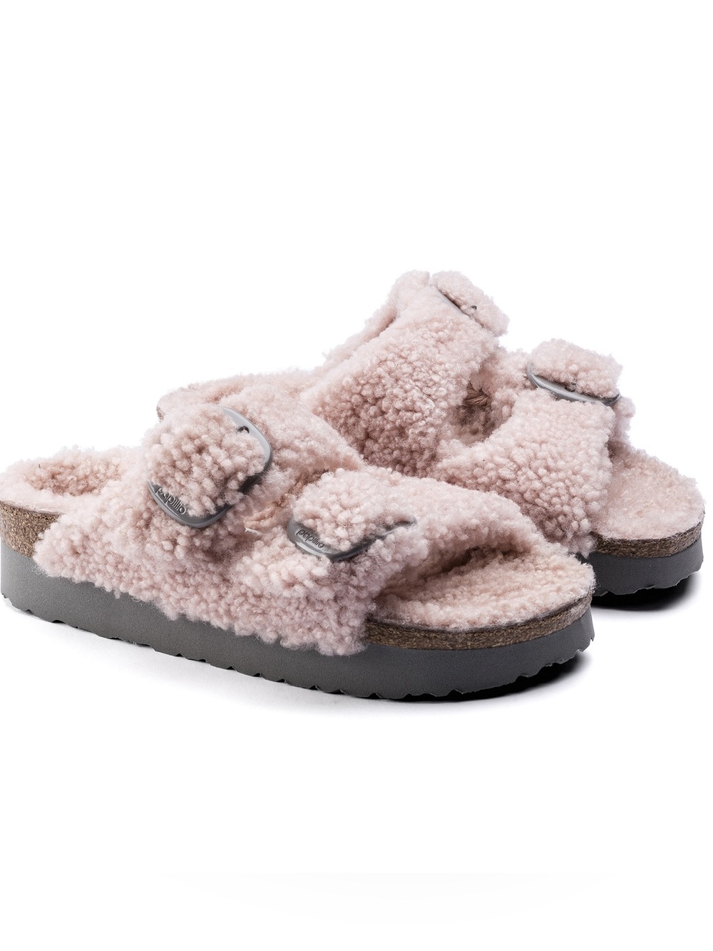 Papillio by Birkenstock Arizona Big Buckle Shearling Slides Pink Size 40 / US 9